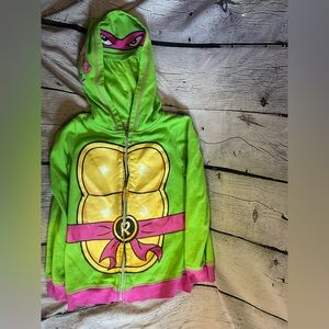 Nickelodeon Girls Pink Teenage Mutant Ninja Turtles Zip Up Hoodie Green Sz 10/12